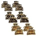 12x Haargreifer S aus Acryl Haargreiferset Haarkneifer Haarklemmen 3,8cm Leopard schwarz gold 8133a